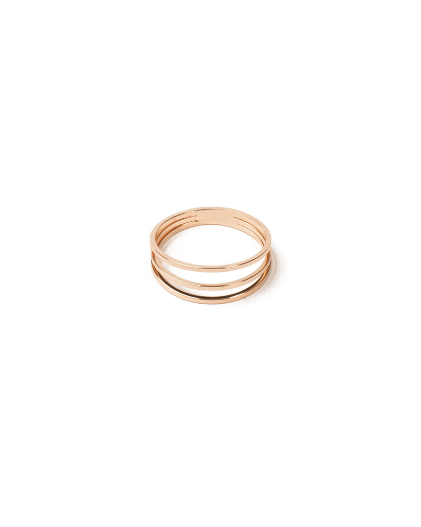 Gold Tone Fine Metal 3 Row Ring - Medium