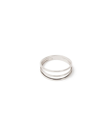 Silver Tone Fine Metal 3 Row Ring - Large