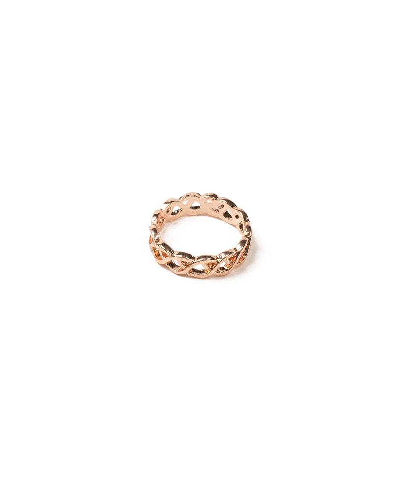 Rose Gold Tone Fine Metal Woven Band Ring - Small