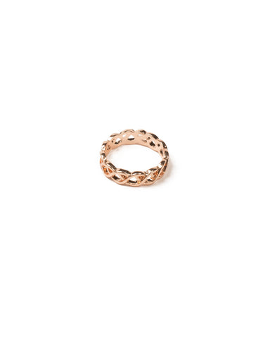 Rose Gold Tone Fine Metal Woven Band Ring - Large