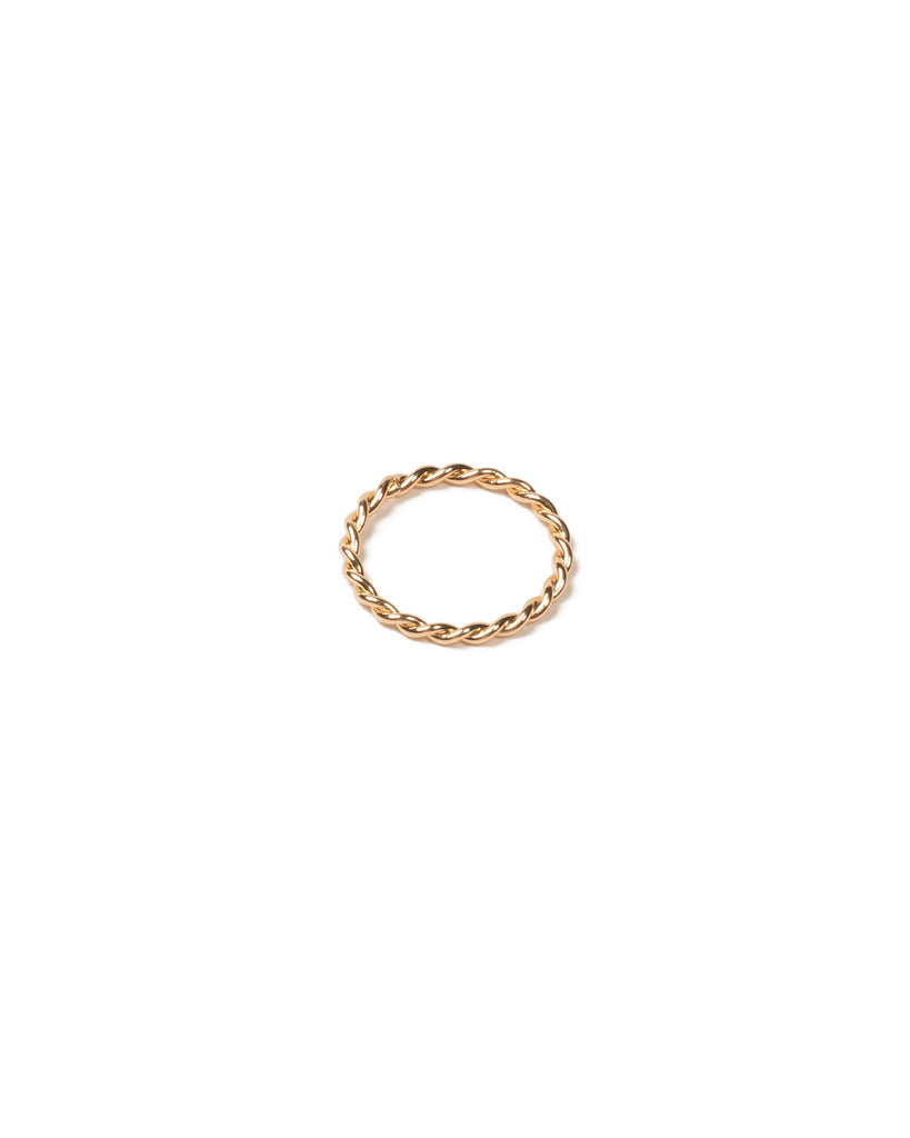 Gold Tone Metal Twist Fine Band Ring - Medium