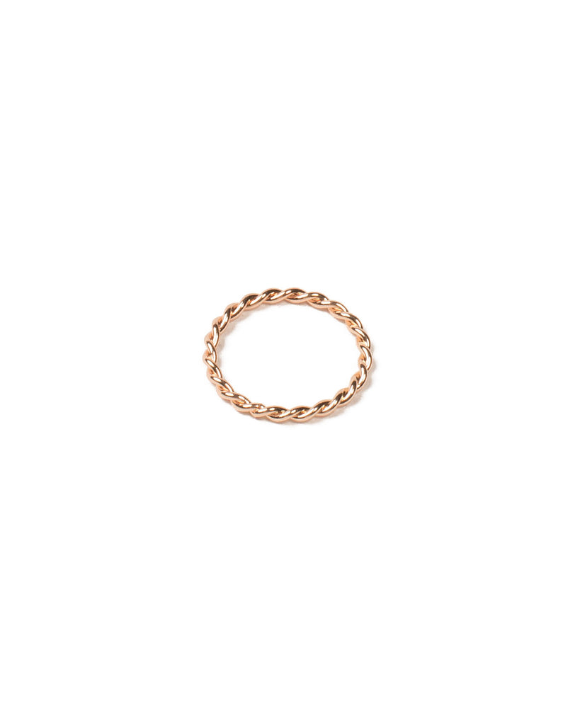 Rose Gold Tone Fine Metal Twist Band Ring - Medium
