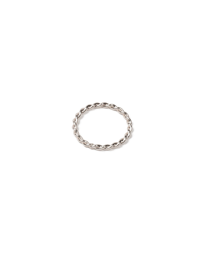 Silver Tone Fine Metal Twist Band Ring - Large