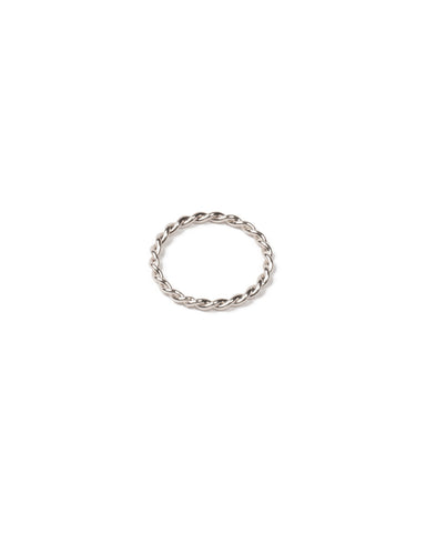 Silver Tone Fine Metal Twist Band Ring - Medium
