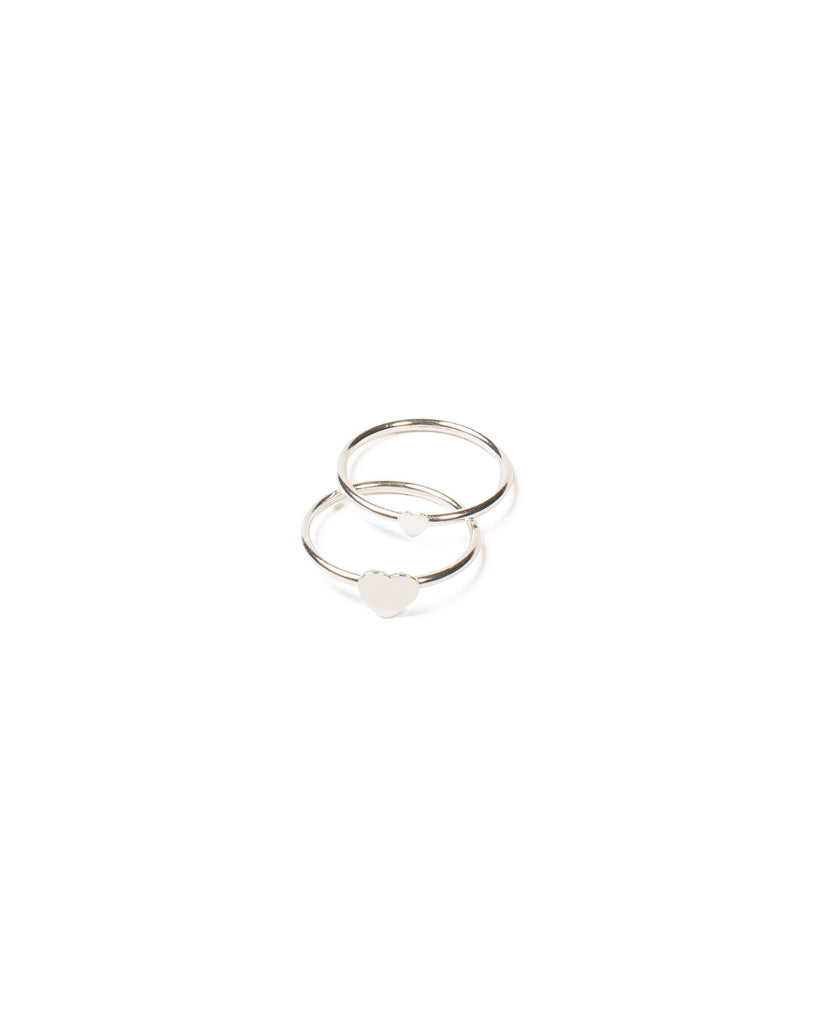 Silver Tone Fine Heart Ring Pack - Large