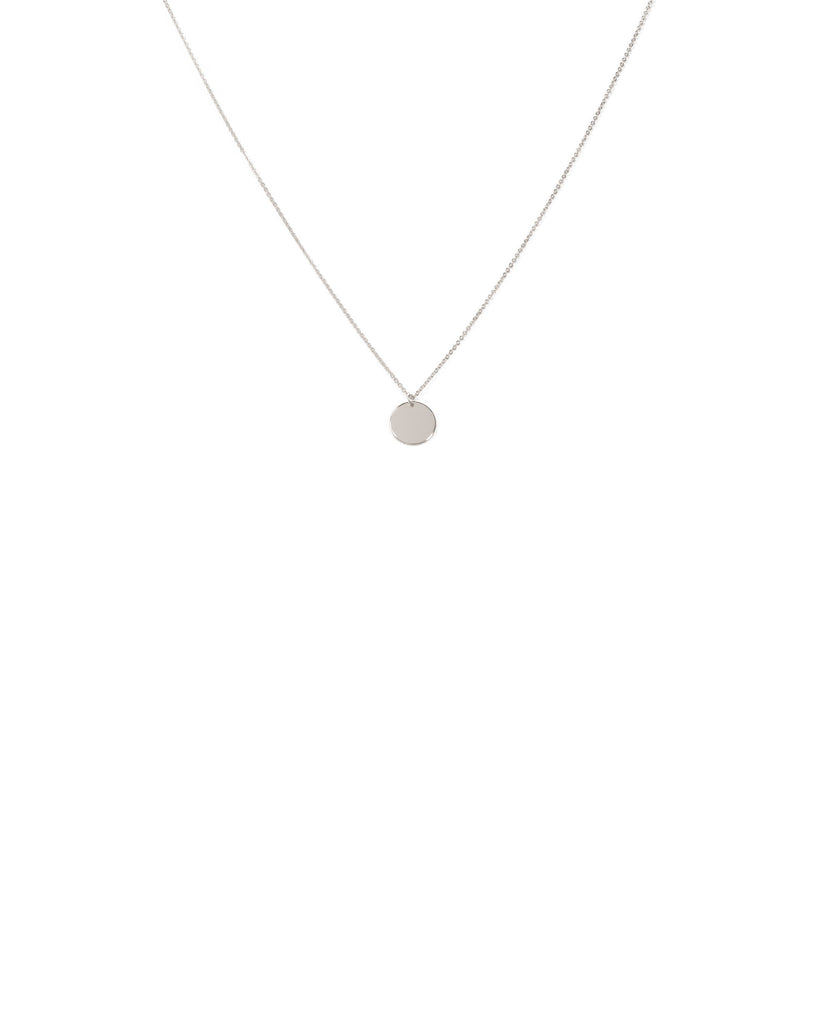 Silver Tone Disc Pendant Fine Necklace