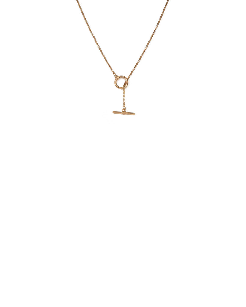 Gold Tone Circle Bar Link Short Necklace