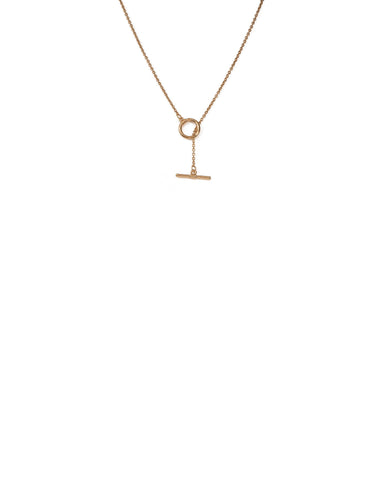 Gold Tone Circle Bar Link Short Necklace