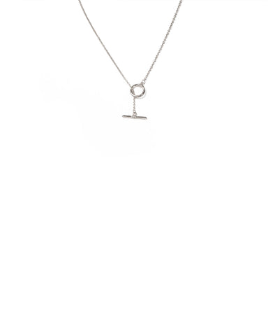 Silver Tone Circle Bar Link Short Necklace