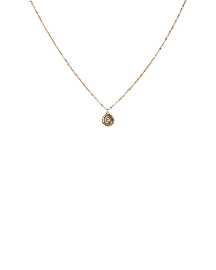 Crystal Gold Tone Diamante Patterned Coin Necklace