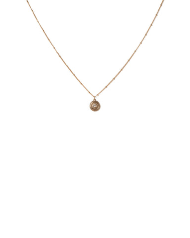 Crystal Gold Tone Diamante Patterned Coin Necklace