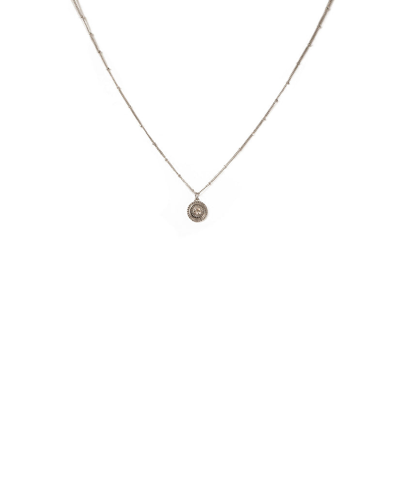 Crystal Silver Tone Diamante Patterned Coin Necklace