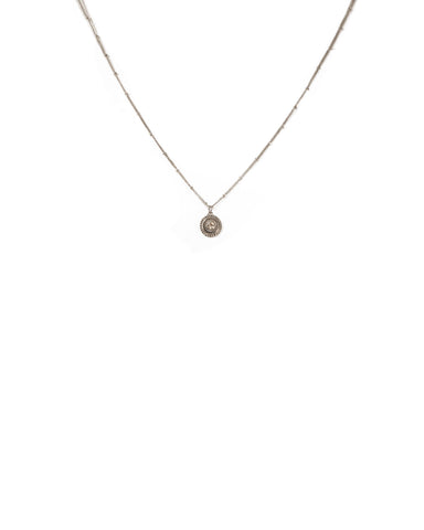 Crystal Silver Tone Diamante Patterned Coin Necklace