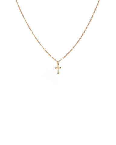 Gold Tone Cross Pendant Link Chain Necklace
