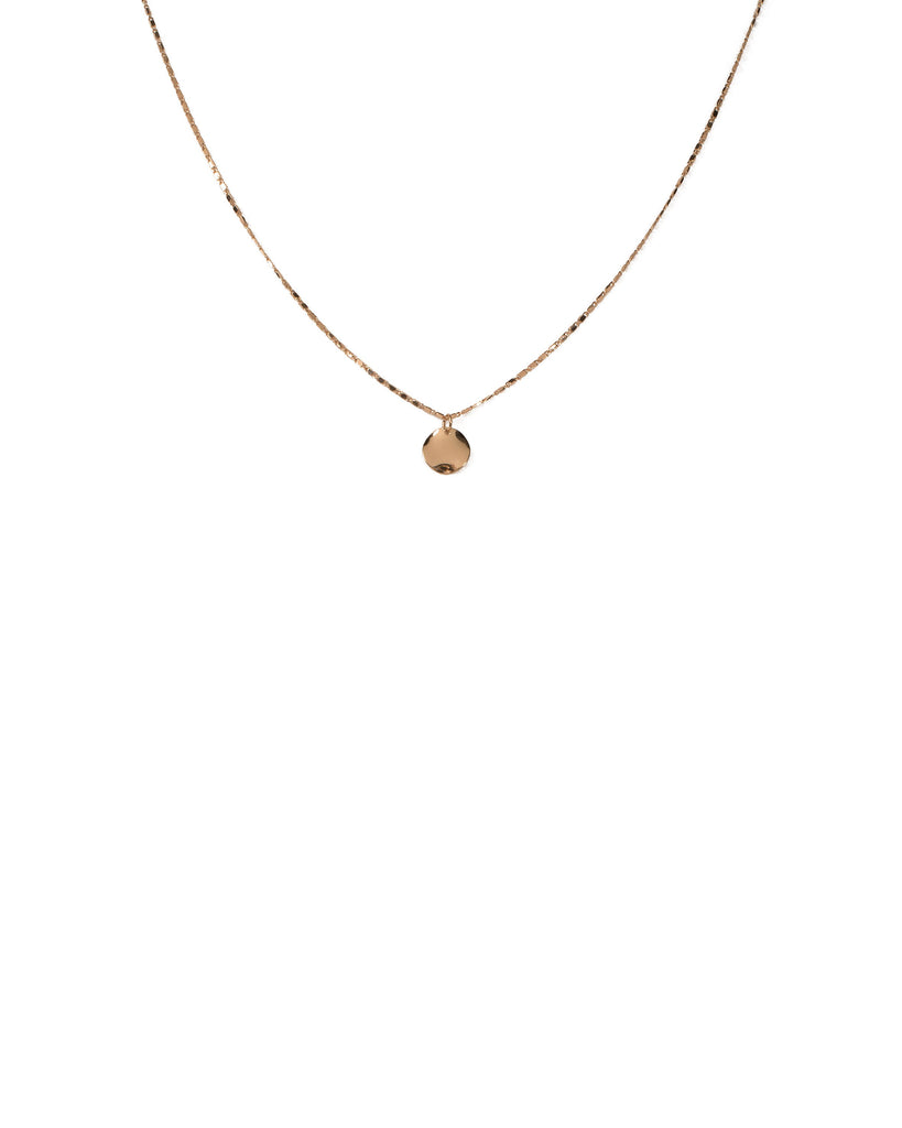 Gold Tone Organic Disc Fine Necklace