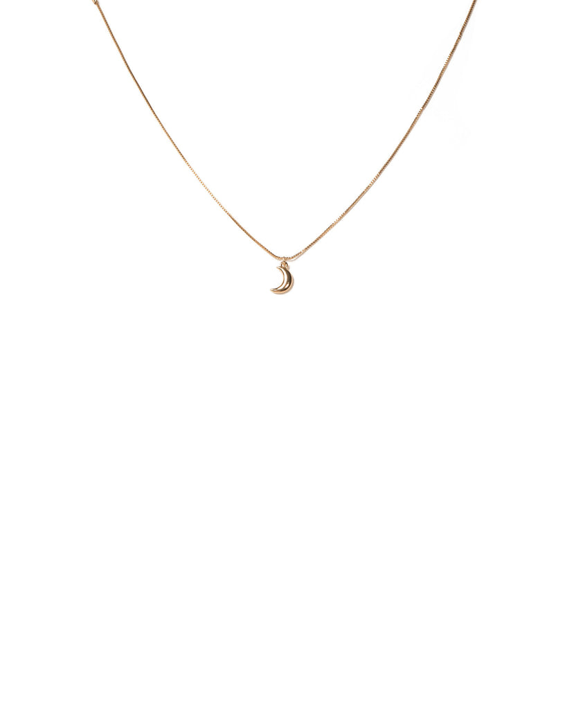 Gold Tone Fine Moon Pendant Necklace