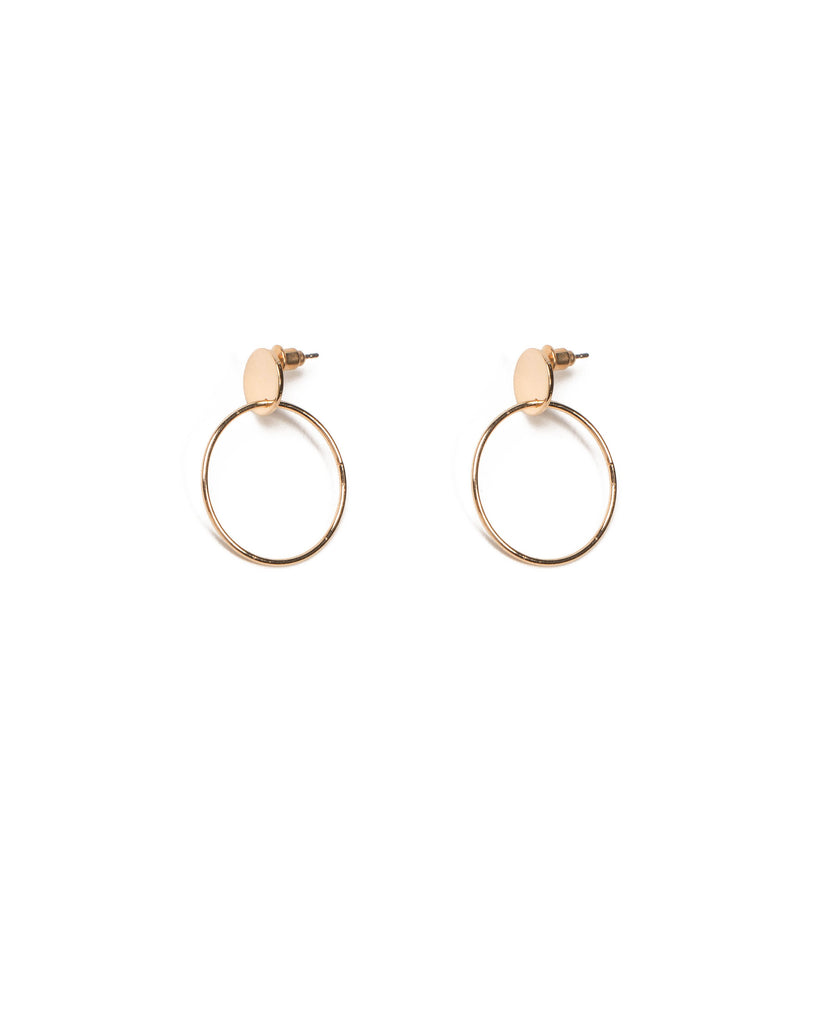 Gold Tone Geo Circle Drop Earrings
