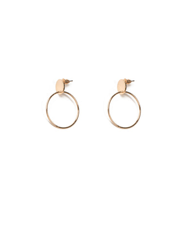 Gold Tone Geo Circle Drop Earrings