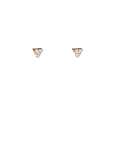 White Gold Tone Triangle Stud Earrings