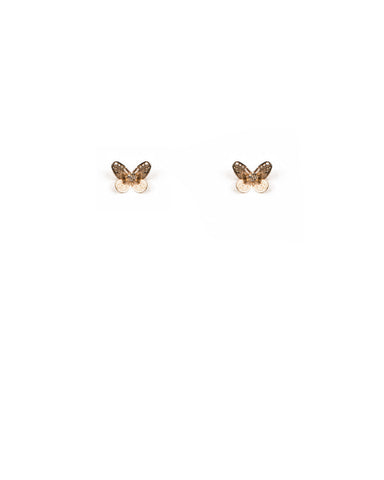 Gold Tone Filigree Butterfly Diamante Earrings