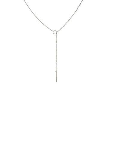 Silver Tone Lariat Circle Bar Fine Necklace
