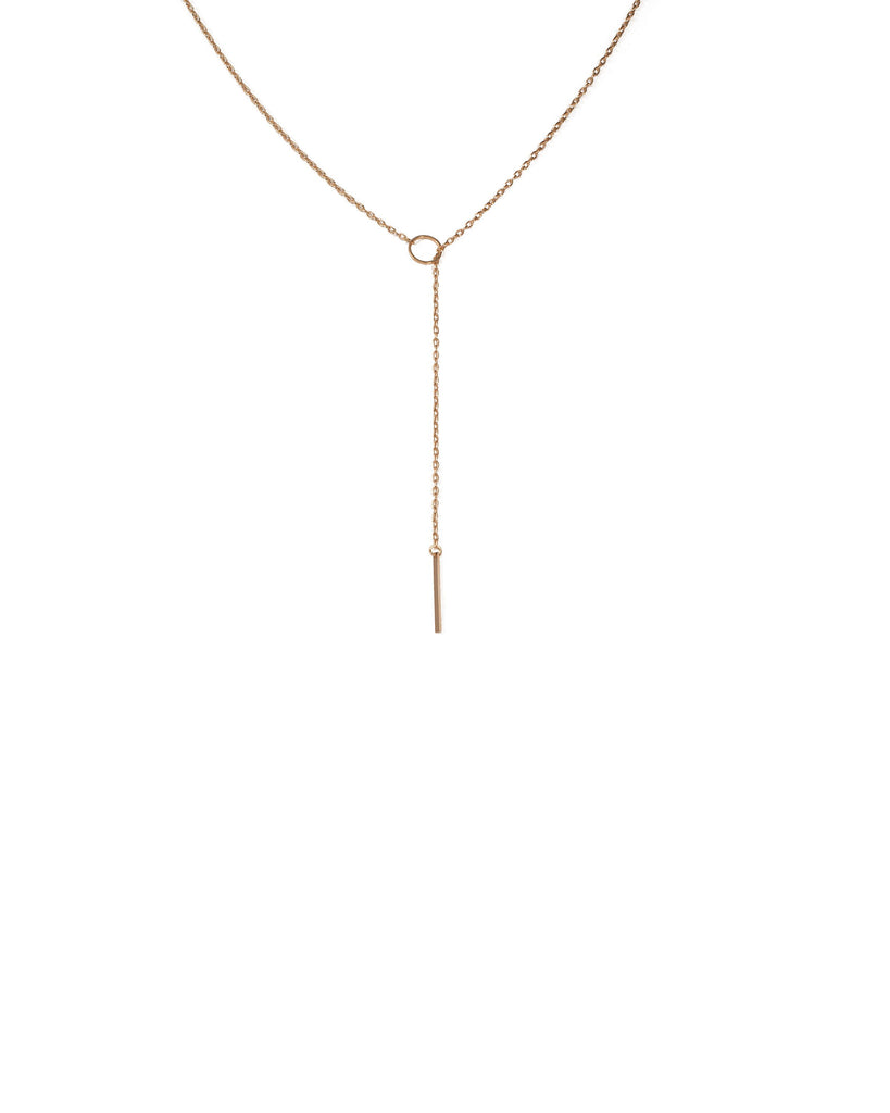 Gold Tone Lariat Circle Bar Fine Necklace