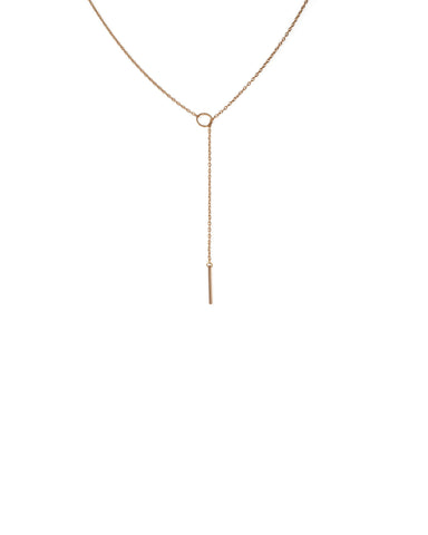 Gold Tone Lariat Circle Bar Fine Necklace