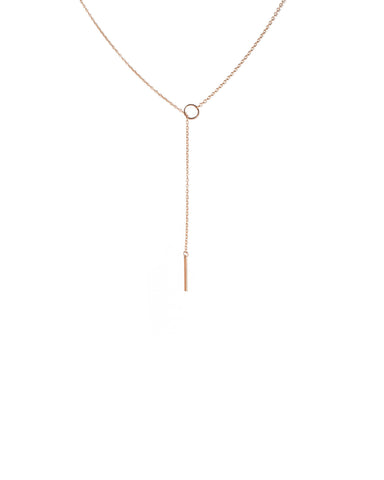 Rose Gold Tone Lariat Circle Bar Fine Necklace