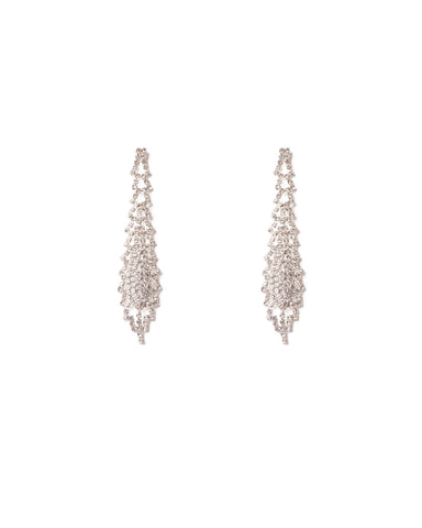 Crystal Silver Tone Diamante Pattern Gradual Drop Earrings