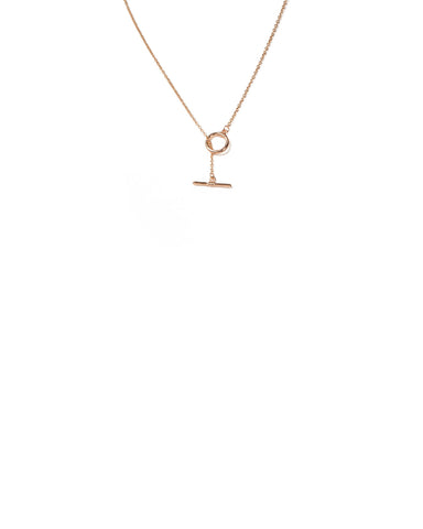 Rose Gold Tone Circle Bar Link Short Necklace
