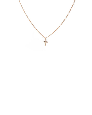 Rose Gold Tone Cross Pendant Link Chain Necklace
