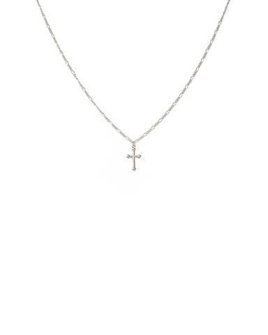 Silver Tone Cross Pendant Link Chain Necklace