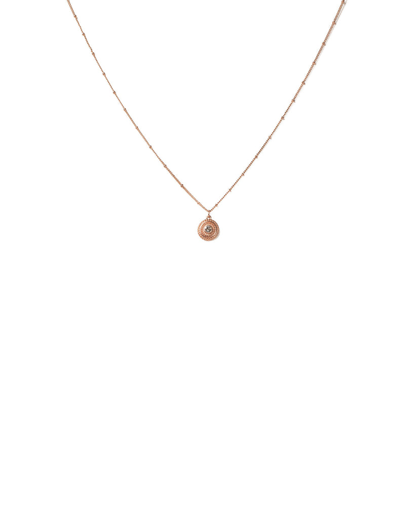 Crystal Rose Gold Tone Diamante Patterned Coin Necklace