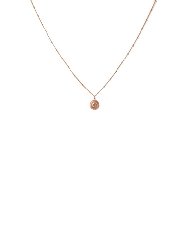 Crystal Rose Gold Tone Diamante Patterned Coin Necklace