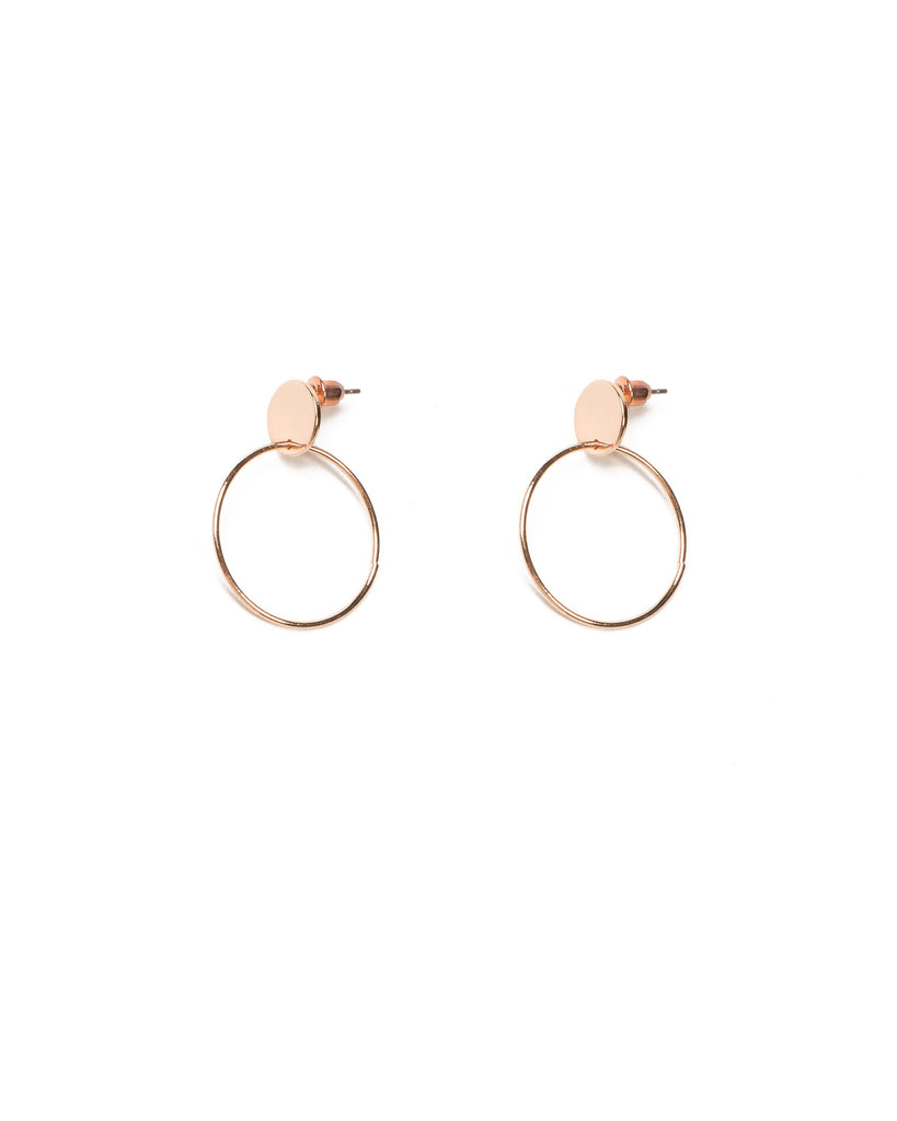 Rose Gold Tone Geometric Circle Drop Earrings