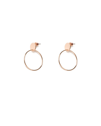 Rose Gold Tone Geometric Circle Drop Earrings