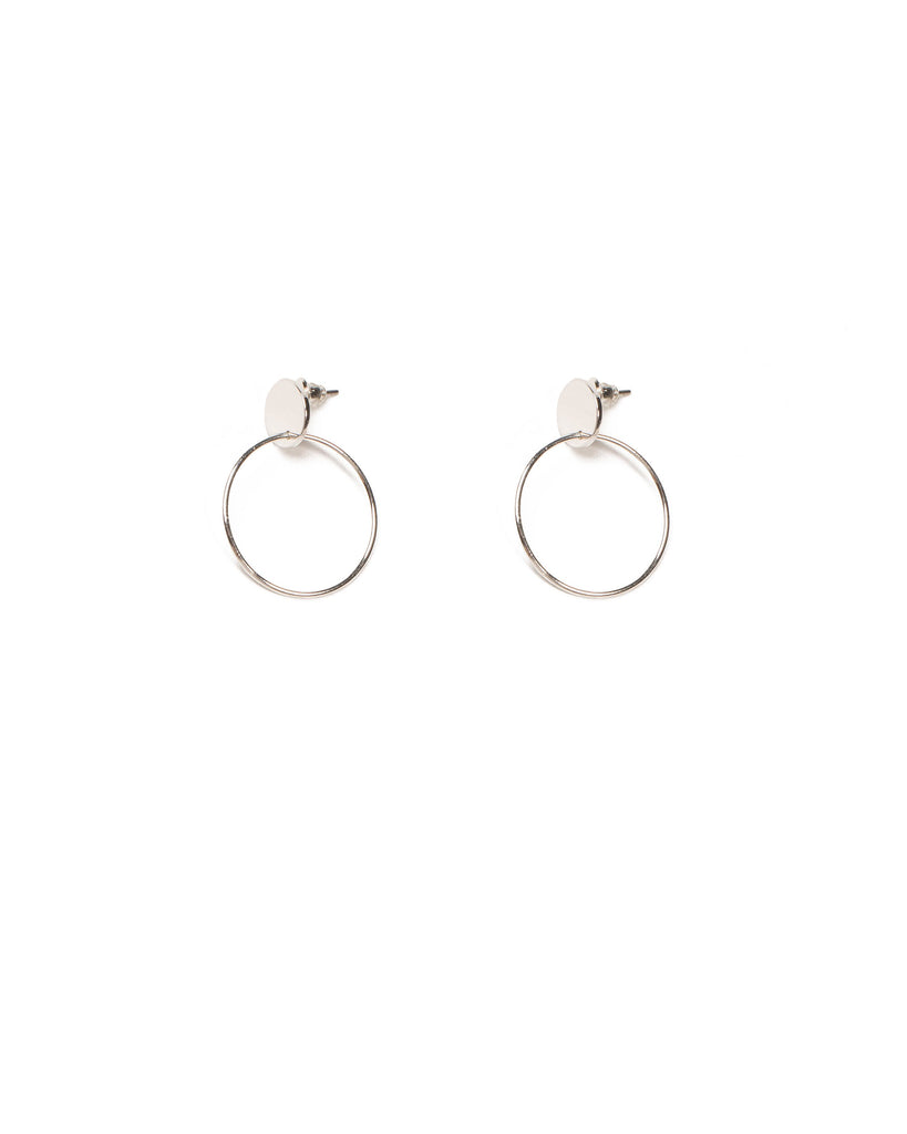 Silver Tone Geometric Circle Drop Earrings