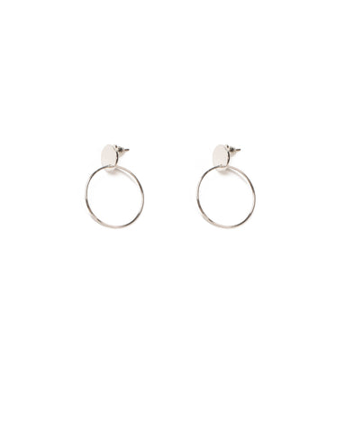 Silver Tone Geometric Circle Drop Earrings