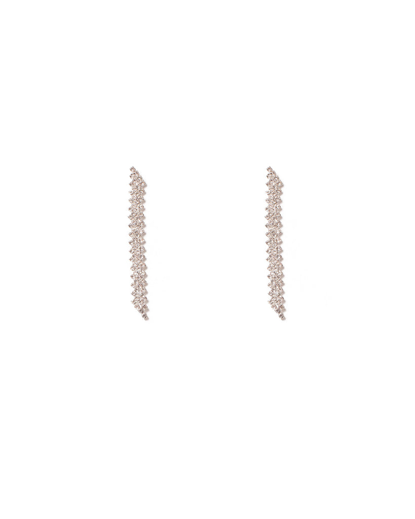 Crystal Silver Tone Diamante Patterned Gradual Drop