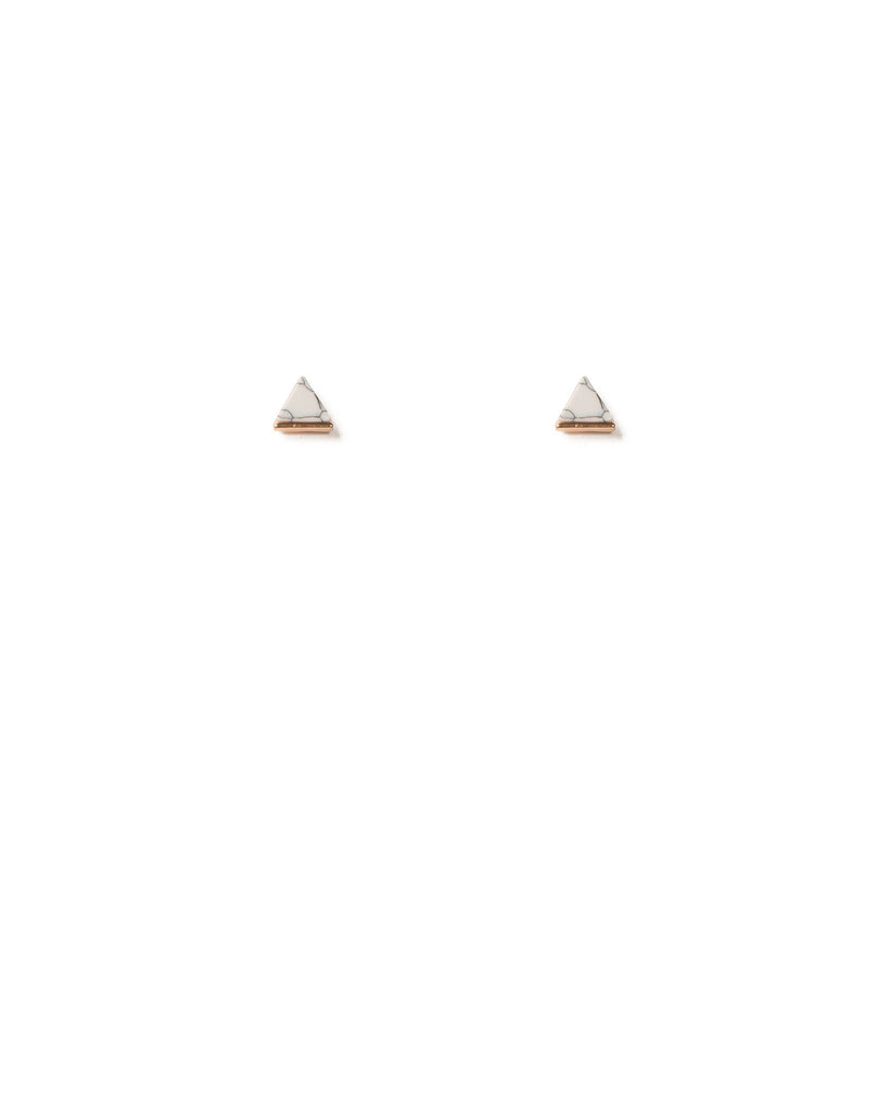 White Rose Gold Tone Triangle Stud Earrings