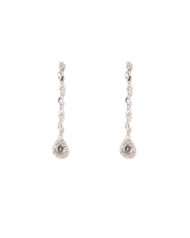 Crystal Silver Tone Diamante Teardrop Earrings
