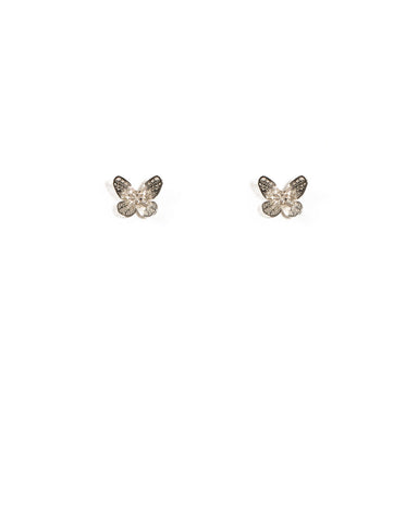 Silver Tone Filigree Butterfly Diamante Earrings