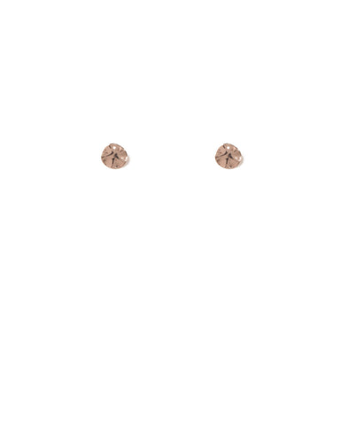 Rose Gold Tone Hammered Metal Disc Stud Earrings