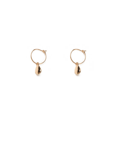 Gold Tone Mini Hoop Earrings With Metal Tear Drop