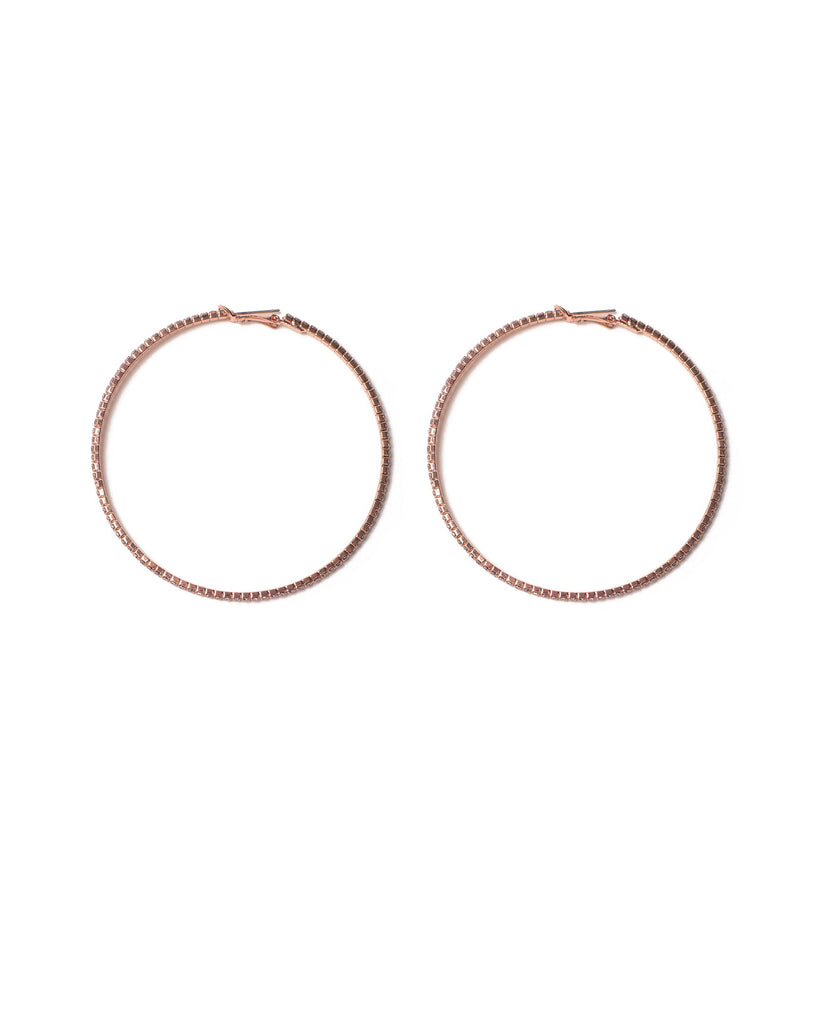 Crystal Rose Gold Tone Diamante Large Hoop Earrings