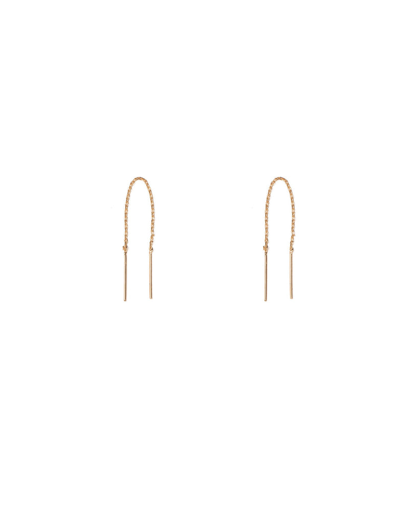 Gold Tone Thead Through Chain Earrings