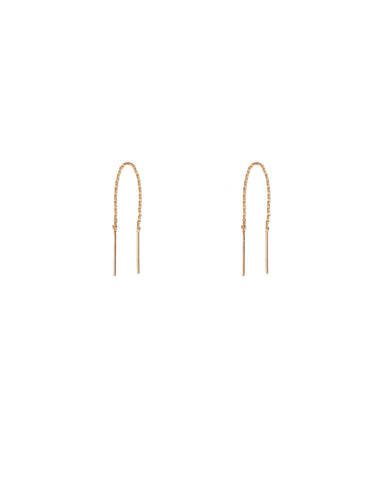 Gold Tone Thead Through Chain Earrings