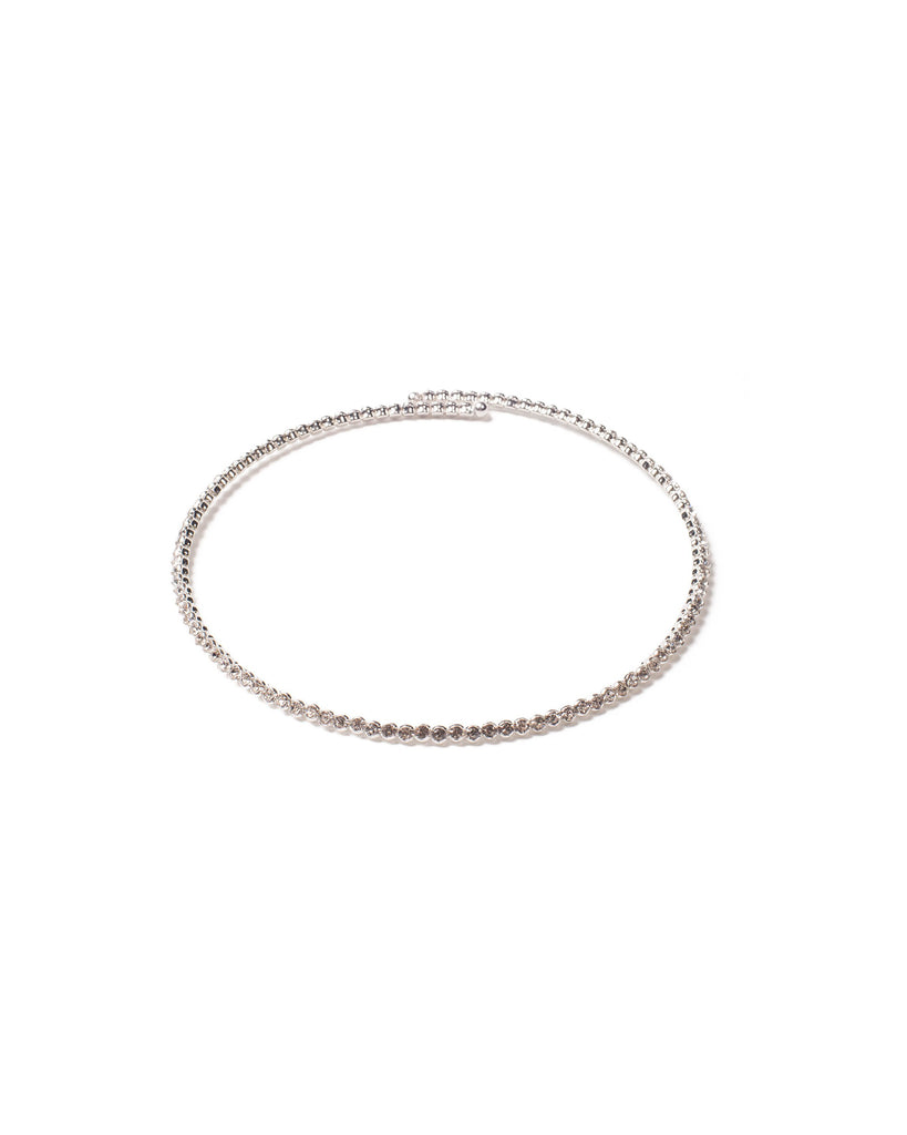 Crystal Silver Tone Glitzy Diamante Cup Chain Choker