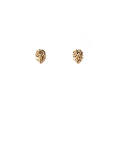 Gold Tone Lion Metal Stud Earrings