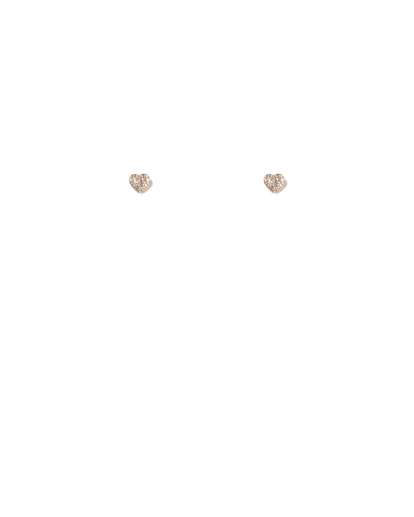 Crystal Rose Gold Tone Diamante Heart Mini Stud Earrings